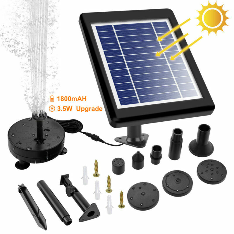 LED Wasserspiel Solarpumpe mit Akku Springbrunnen Pumpe 3,5W Solar Teich Brunnen