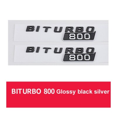 1 pair Car ABS BITURBO 800 Glossy Badge Emblem Decals Sticker For Benz BRABUS