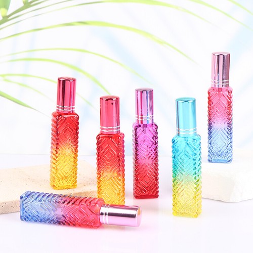 10ml Colorful Square Glass Perfume Bottle Mini Fragrance Cosmetic Spray Bottjo