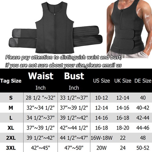 Men's Sauna Suit Sweat Vest Waist Trainer Body Shaper Compression Tank Top Shirt