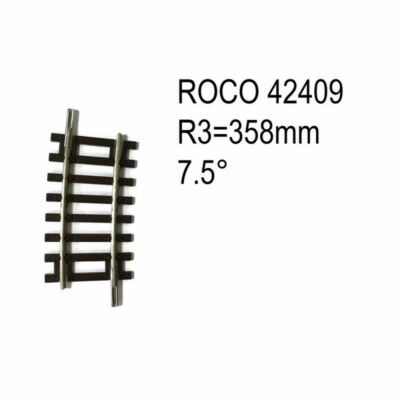 Rail courbe R3 419.6mm 7.5 degrés code 83 -HO-1/87-ROCO