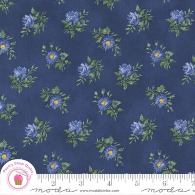 Moda SUMMER BREEZE 33684 16 Navy Blue Yellow Floral  Quilt Fabric SHABBY CHIC
