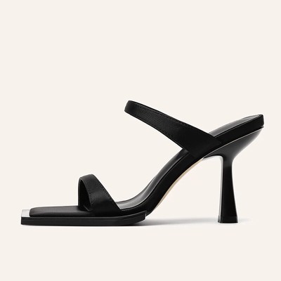 Womens Summer High Heels New Open-toed Sexy Black Belt Decor Sexy Cool Slippers