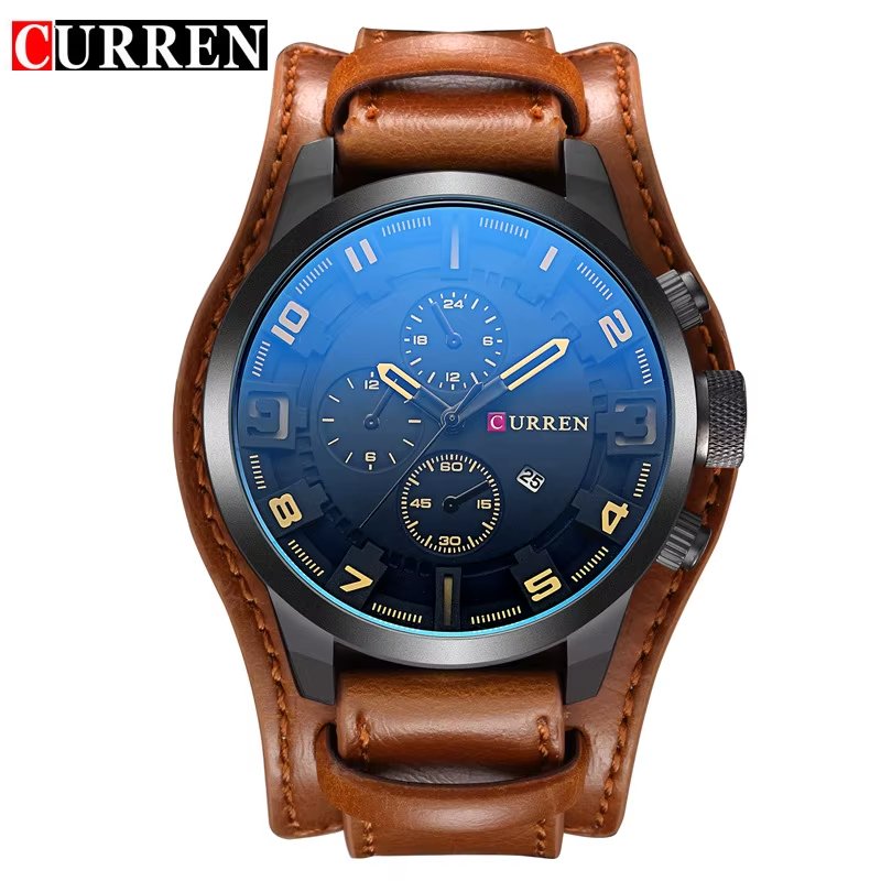 New Watches  Luxury Brand Men Watch Leather Strap Fashion Quartz-Watch Casual Sp