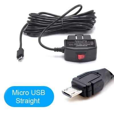 24Hours Mini Mico USB Ports 5V 3A Car Charge Cable OBD Hardwire Cord 3.5Meters