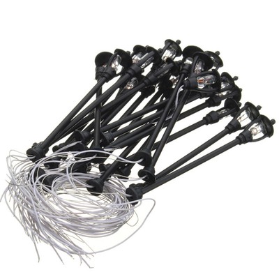 1:100 Lamppost Model Miniature Lamp Light Head Railway Building Black 20pcs LED
