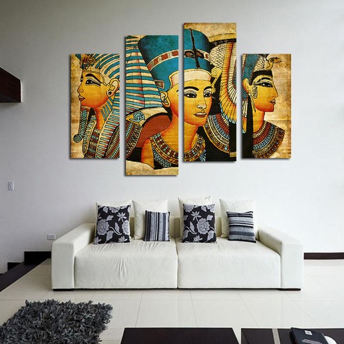 Details About 4pcs Ancient Egyptian Art Oil Painting Canvas Wall Art Mural Home Bedroom Decor