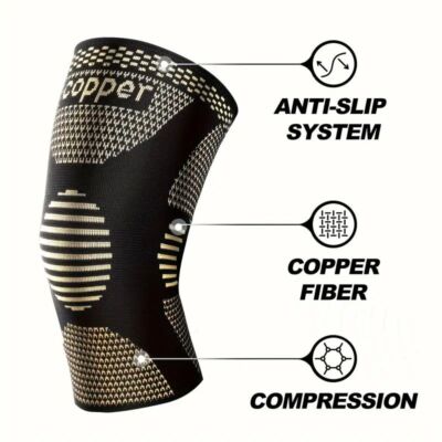 2x Copper Knee Sleeve Compression Brace Support Gear Joint Pain Relief Running