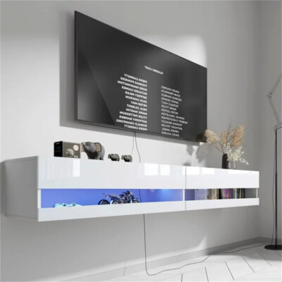 71'' Floating High Gloss LED TV Stand, Wall Mounted Media Console for 85" TV