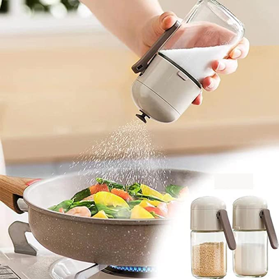Press Type Measuring Salt and Pepper Shakers Set 2 Pack Precise Quantitative