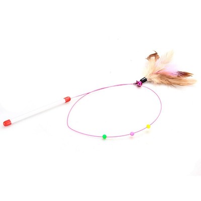 Stick Game Wand with Colored Feather Ball Bell Fun Toy for Cat Kitten Anim L0R5