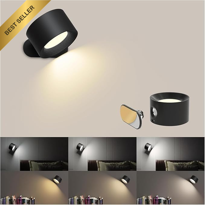 LED Wall Sconce, Wall Mounted Lamp with Rechargeable Battery Operated 3 Color Te