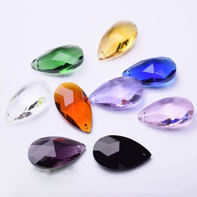 5pcs Teardrop 22x13mm Faceted Crystal Glass Loose Pendant Beads For DIY Jewelry