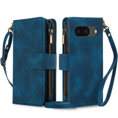 Zipper Wallet Flip Stand Cover Case For Google Pixel 9 Pro 8A 7A 6A 8 Pro 7 Pro