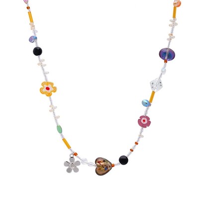 Handm Making Colorful Acrylic Flower Pendant Necklace Women Fashion Accessories