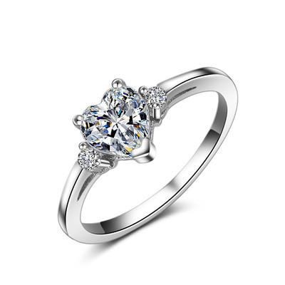 1ct Love Heart Engagement Cz Band Men Women's 925 Silver Wedding Ring Size 3-13