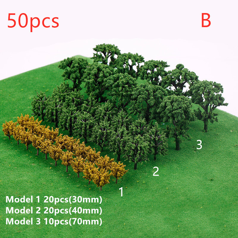 50pcs Plastic Miniature Trees Model Train Railroad Wargame Landscape DIY Deco