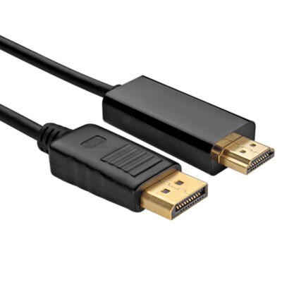 US New 6FT Display Port DP Male to HDMI Male Cable Cord Adapter Black