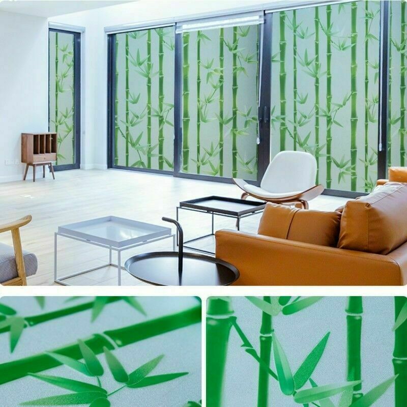 Green Static Window Films Clings Stickers Frosted Opaque Glass Vinyl Waterproof