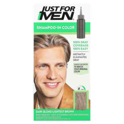Just For Men Shampoo-In Color Dark Blond or Lightest Brown H15 with Keratin 1 ct