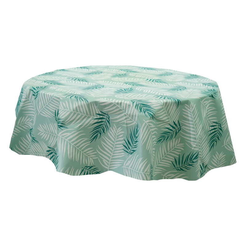 60"Round Heavy Duty Vinyl Tablecloth Flannel Back Wipeable Oil-Proof Table Cover