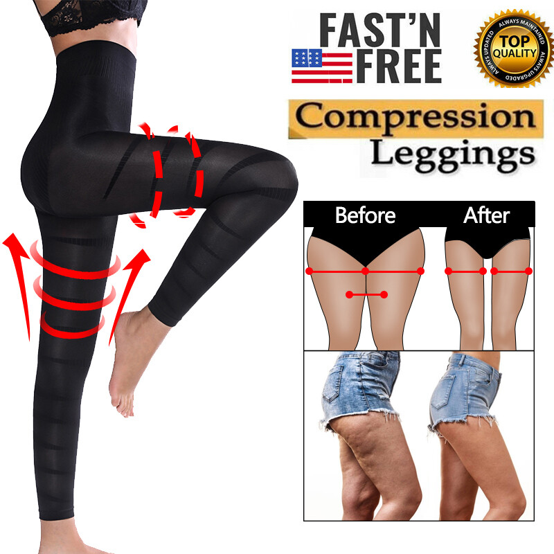 Anti Cellulite Compression Leggings Leg Shaper High Waist Black Pants Shapewear