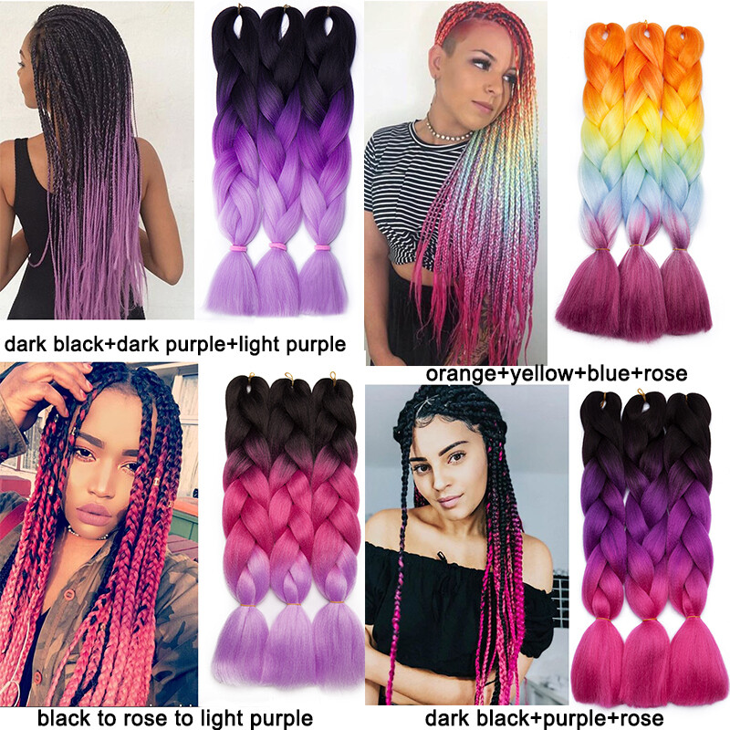 Uk Kanekalon Jumbo Braiding Hair Extensions Afro Box Braids Ombre
