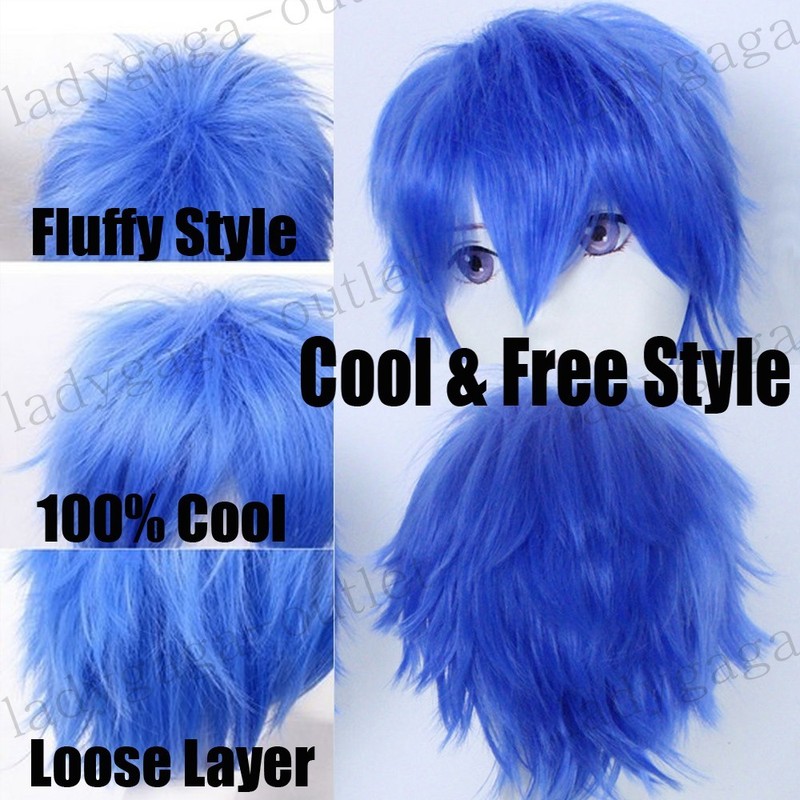 Unisex Anime Cosplay Wig Short Shaggy Pixie Straight Costume Wig Blonde White Pw