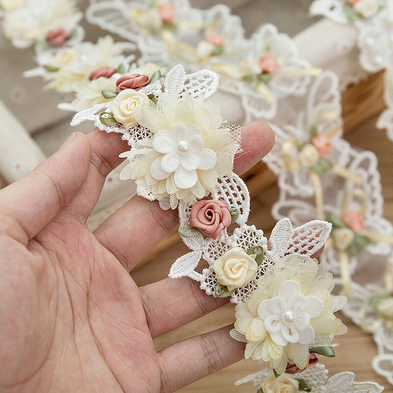 3D Stickereien Blumen Spitzenrand Schmetterling Bogen Borte für Hochzeit Lolita