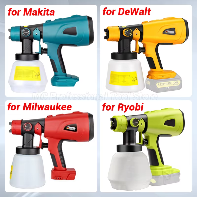 800ML Electric Spray Gun for Makita/Bosch/Dewalt/Ryobi/Milwaukee 18V 20V Lithium