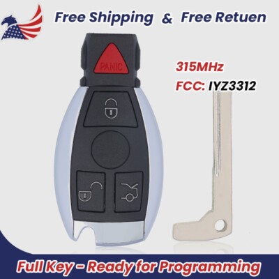 for 2000 2001- 2016 Mercedes-Benz BAG / NEC Smart Remote Key Fob 4 Button 315MHz