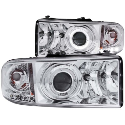 ANZO Projector Headlights w/ Halo Chrome for 1994-2001 Dodge Ram