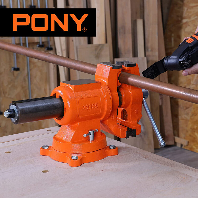 Pony 5 Inch Bench Vise 5512 LBS Clamping Force Heavy Duty 360 Degree Swivel Base
