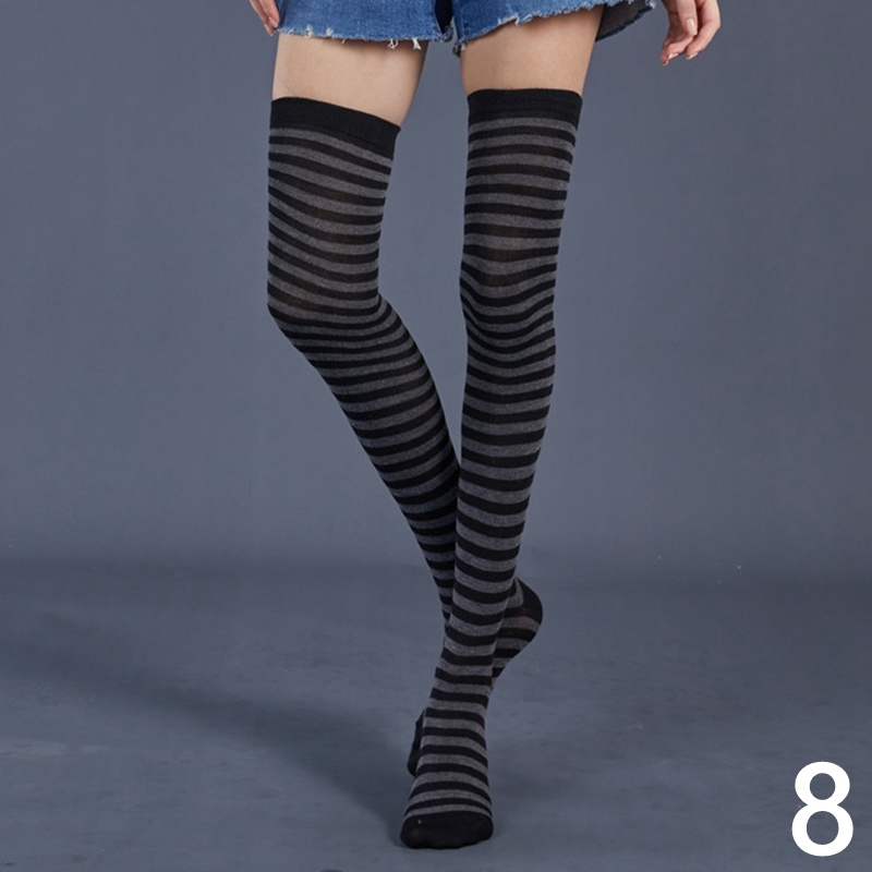 Women Girl Over Knees Striped Stockings High Thigh Long Socks Soft Comfy Cute UK