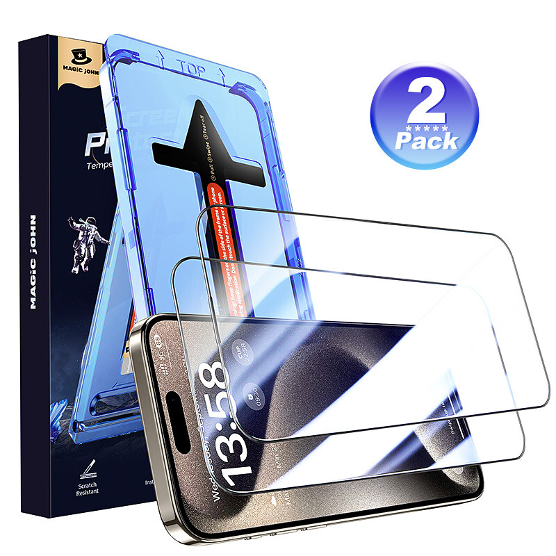 MAGIC JOHN Tempered Glass Screen Protector For iPhone15 14 13 12 11Pro Max XS XR