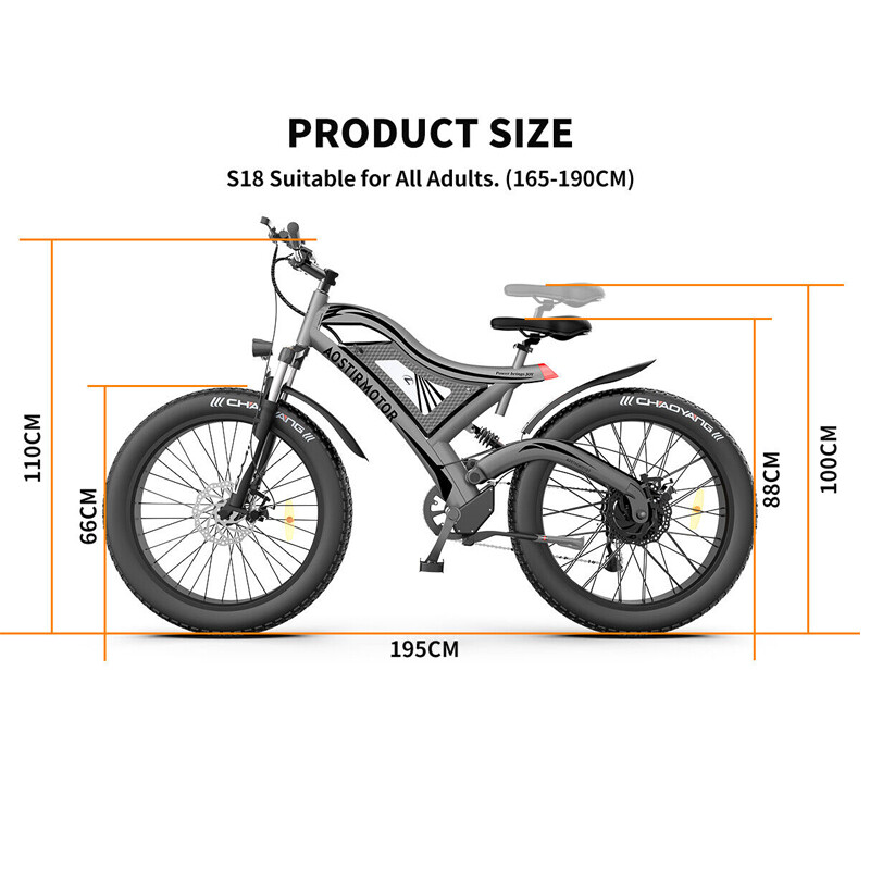 AOSTIRMOTOR Hot Fat Tire Adults Electric Bicycle 26 In. Electric Mountain Bike
