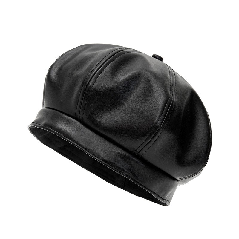 Chapeau Beret Oversize En Cuir Synthétique Casquette Newsboy Chapeau Ajustable