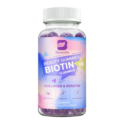 Biotin Gummies 12,000 mcg for Healthy Hair, Skin & Nails 60 Gummies with Vitamin