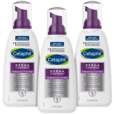 Cetaphil Pro Dermacontrol Oil Removing Foam Wash, 8 Oz., 3 Pk.