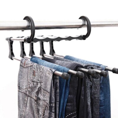 Multi-functional Pants Rack 5 in 1 Shelves Stainless Steel Wardrobe Magic Hanger