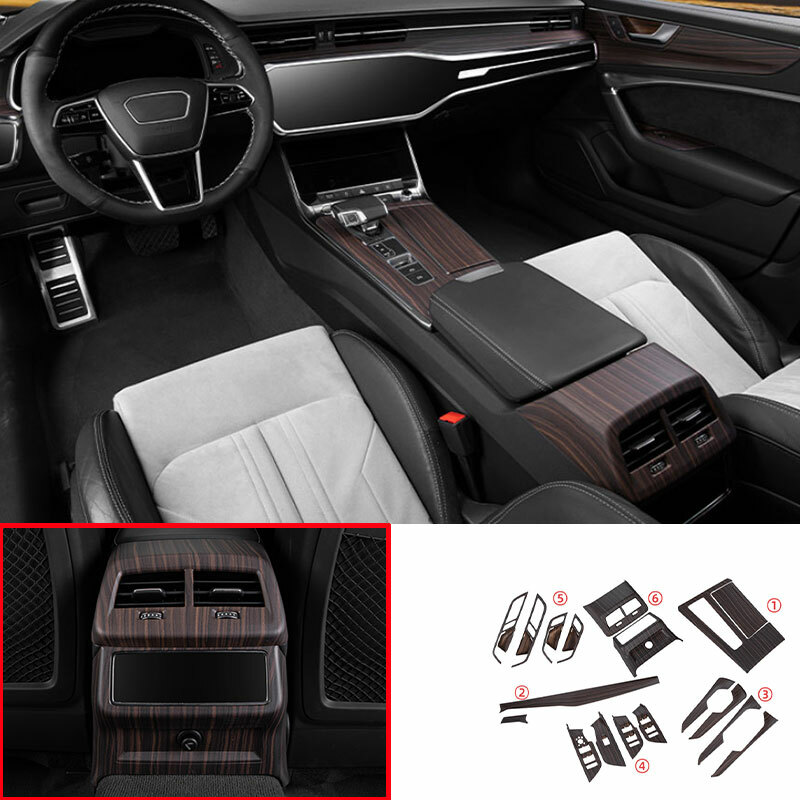 For Audi A6 A7 S6 S7 2019-2024 Red Wood Grain Car Inner Decoration