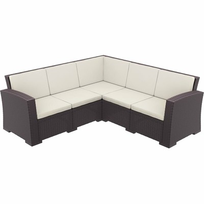 Compamia Monaco 5 Piece Outdoor Sectional in Brown with Cushion