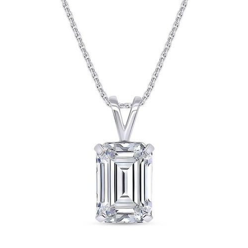 1.25 Ct Emerald Cut Lab Grown Diamond Solitaire Pendant Necklace Platinum