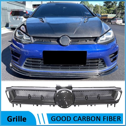 7 Mk7 Vii Gti R 14up Dry Carbon Fiber Front Center Grille Grill Trim