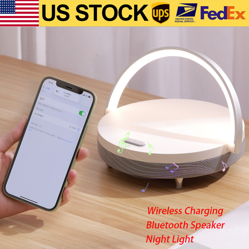 15W Wireless Charger Bluetooth Speaker LED Lamp for Samsung 