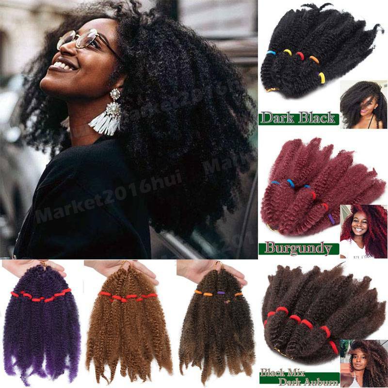 Fluffy Black Afro Kinky Bulk Sew In Braiding Hair Exrension Twist