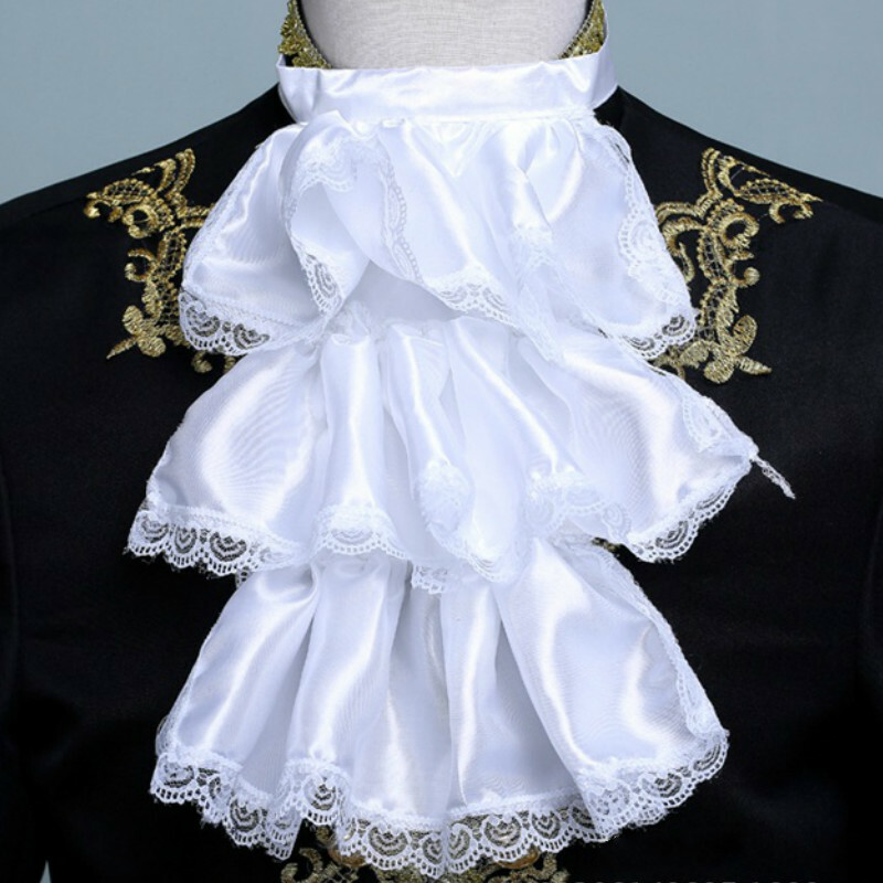 Men Medieval Fake Collar Ruffle Detachable Neckline Vinatge Style Victorian Cos