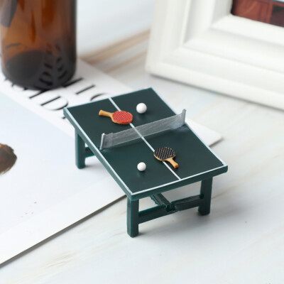 1/12 Dollhouse Mini Ping Pong Table With Balls & Rackets Doll House Decorat Y~.i
