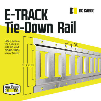 DC Cargo E Track Tie Down Rails 8 ft Zinc-Coated Galvanized Steel E-Track 1-pack