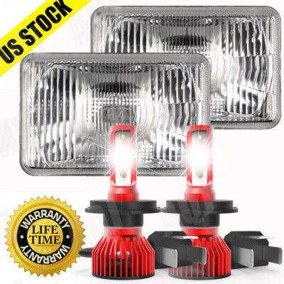 Pair 7x6'' 5x7'' LED Square Headlights Sequential Turn For Mitsubishi Mighty Max